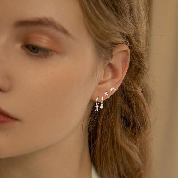 ❤️Women Sliver Plated Earring Hoop Earring Set Piercing Hoop Earrings Jewelry - Picture 3 of 7